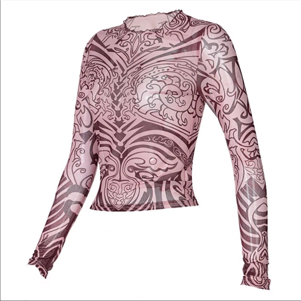 New tattoo like long sleeve crop top - Picture 3 of 4
